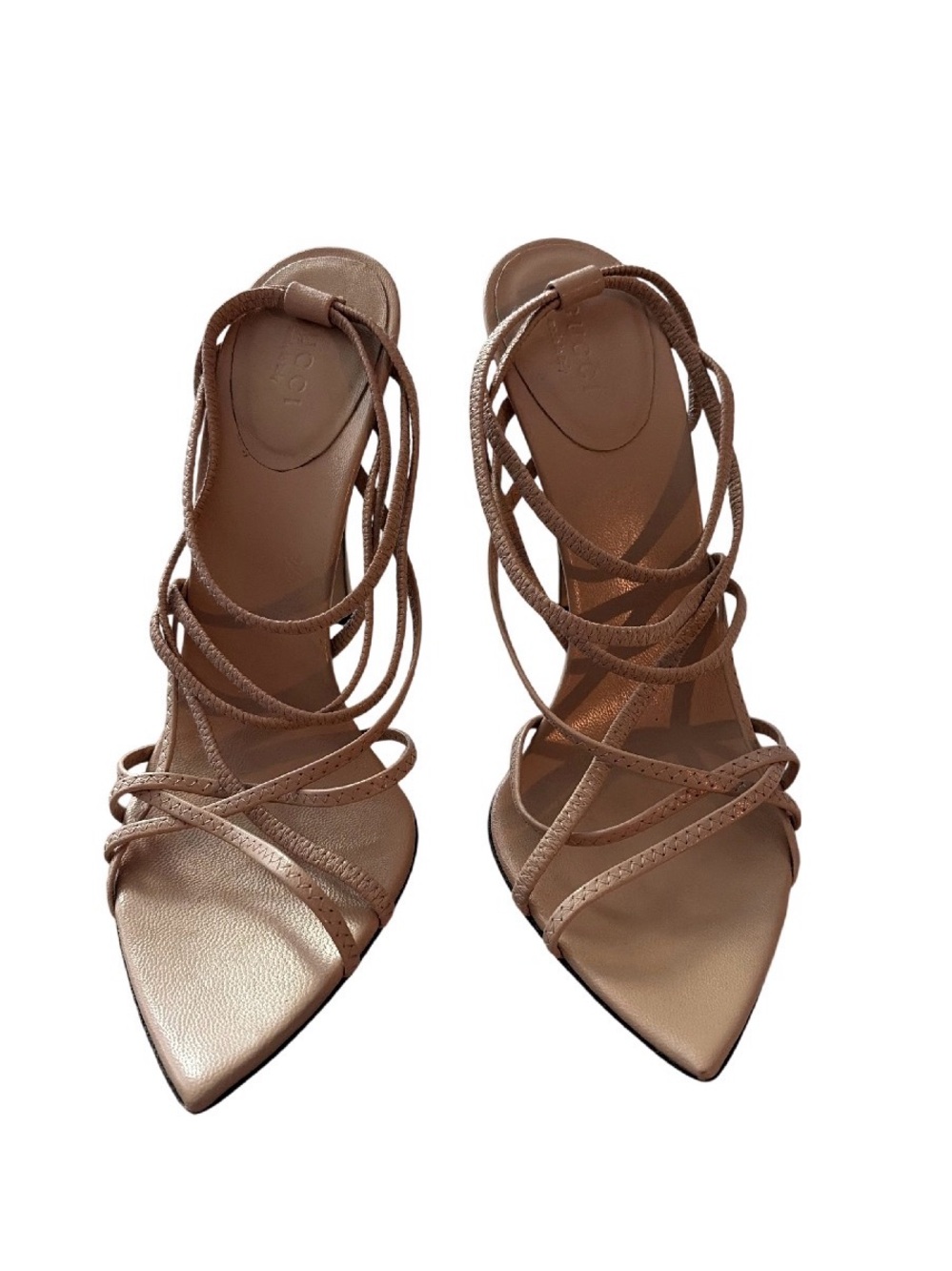 Women’s Gucci Strappy Pointed-Toe Sandals in blush (NARROW)